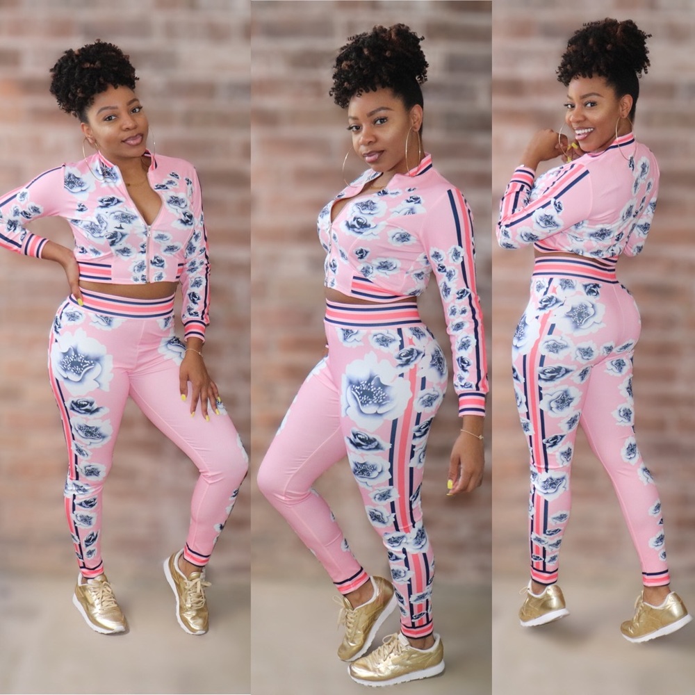 Flower Bomb 2 Piece Pink Tracksuit - BOUTIQUE - Picture 1 of 1